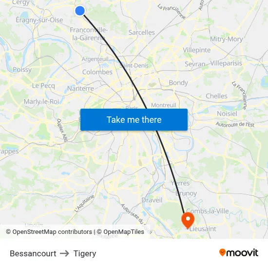 Bessancourt to Tigery map