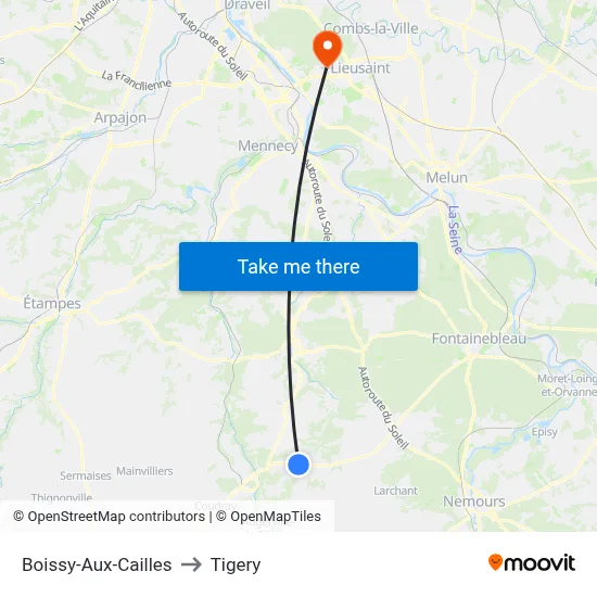 Boissy-Aux-Cailles to Tigery map