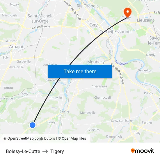 Boissy-Le-Cutte to Tigery map