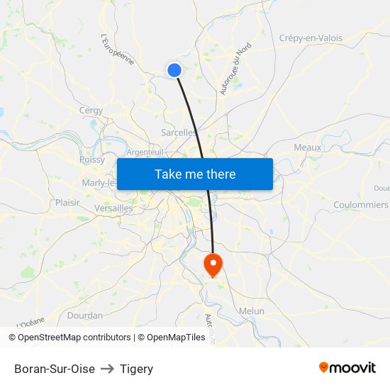 Boran-Sur-Oise to Tigery map