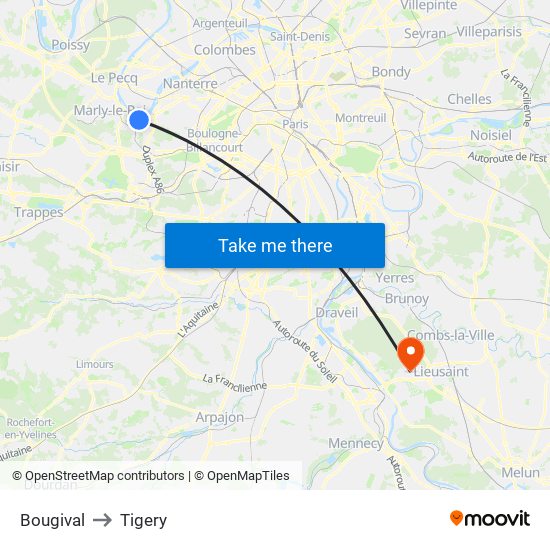 Bougival to Tigery map