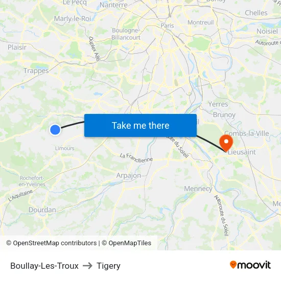 Boullay-Les-Troux to Tigery map