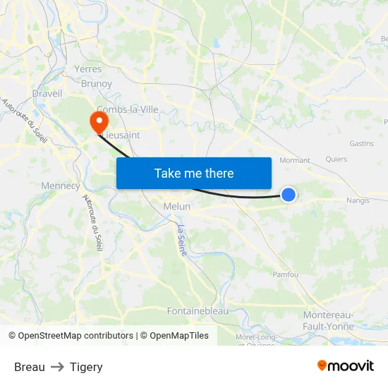 Breau to Tigery map