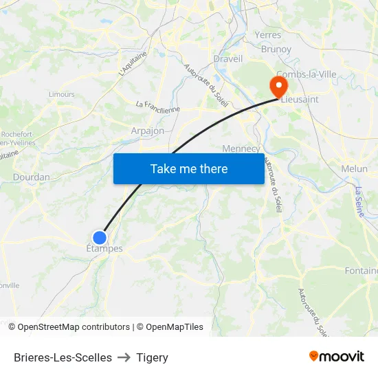Brieres-Les-Scelles to Tigery map