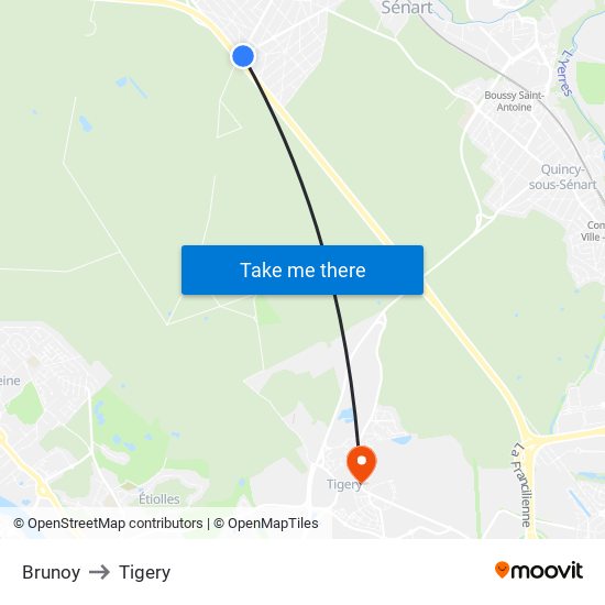 Brunoy to Tigery map