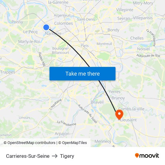 Carrieres-Sur-Seine to Tigery map