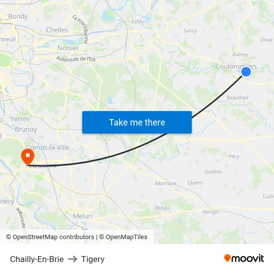 Chailly-En-Brie to Tigery map