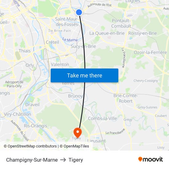 Champigny-Sur-Marne to Tigery map