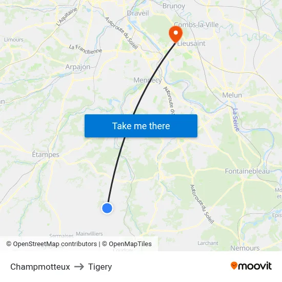 Champmotteux to Tigery map