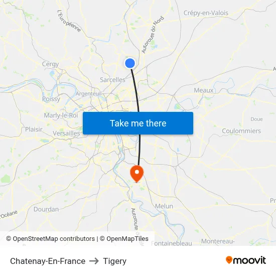 Chatenay-En-France to Tigery map