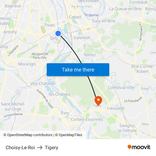 Choisy-Le-Roi to Tigery map
