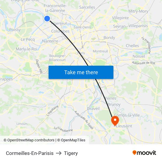 Cormeilles-En-Parisis to Tigery map