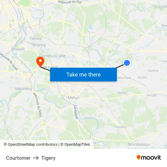 Courtomer to Tigery map