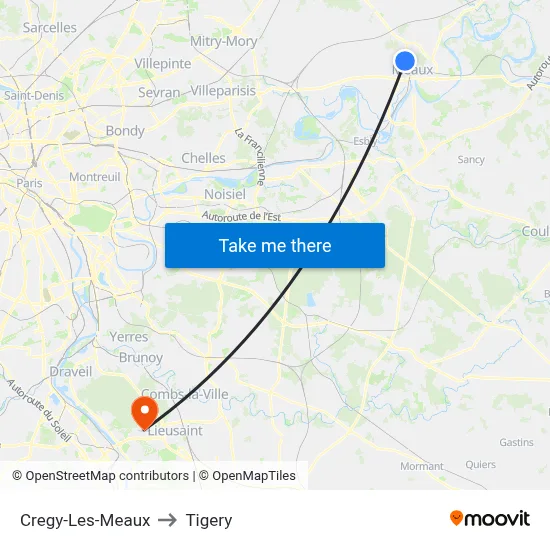 Cregy-Les-Meaux to Tigery map