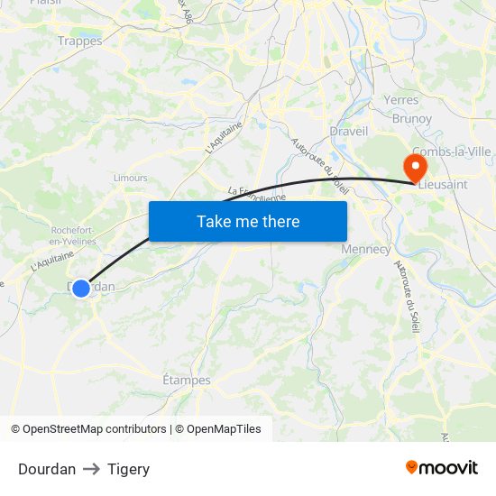 Dourdan to Tigery map