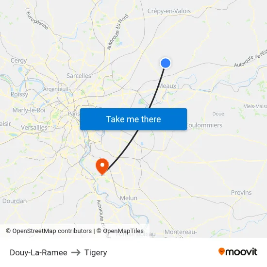 Douy-La-Ramee to Tigery map