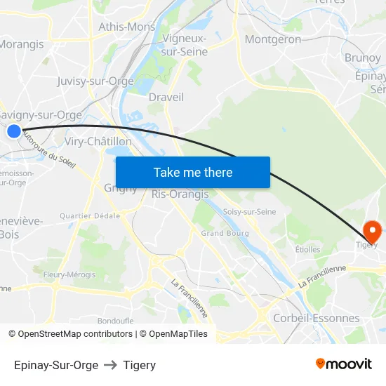 Epinay-Sur-Orge to Tigery map