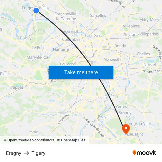 Eragny to Tigery map