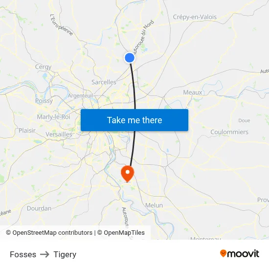 Fosses to Tigery map