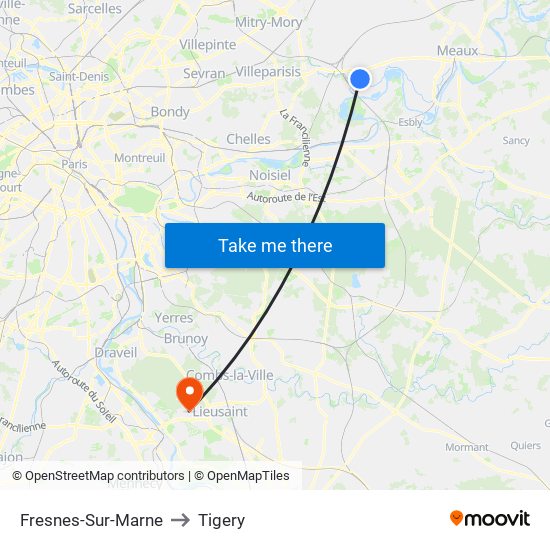 Fresnes-Sur-Marne to Tigery map