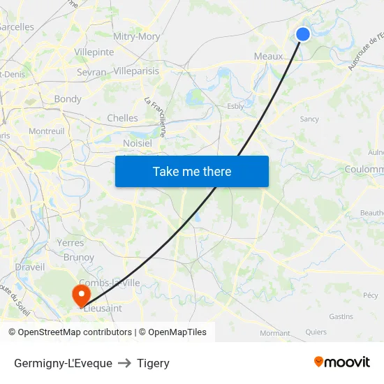 Germigny-L'Eveque to Tigery map
