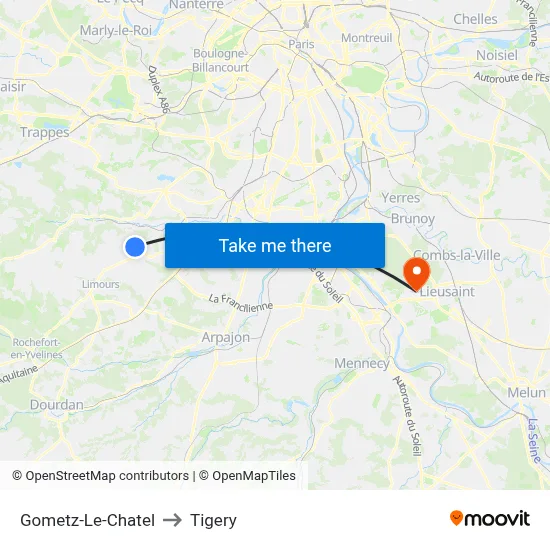 Gometz-Le-Chatel to Tigery map