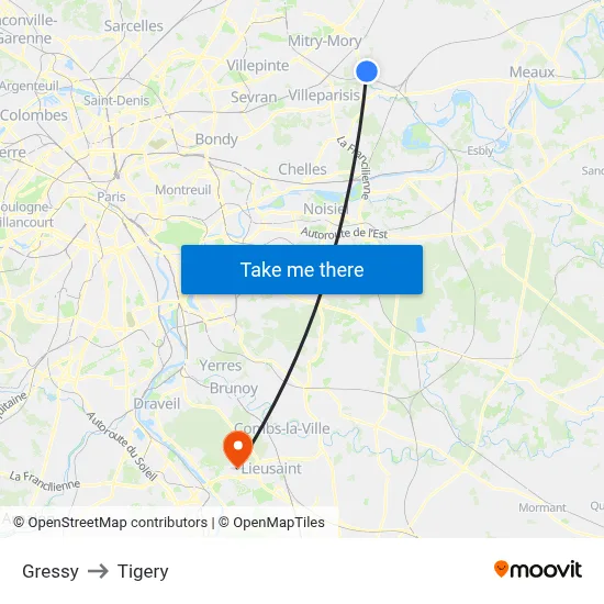 Gressy to Tigery map