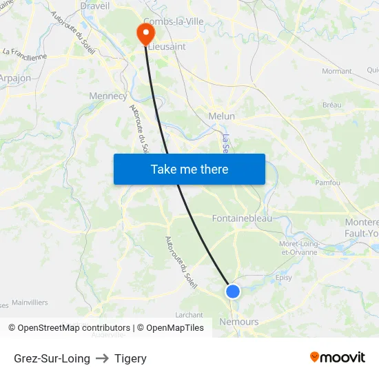 Grez-Sur-Loing to Tigery map