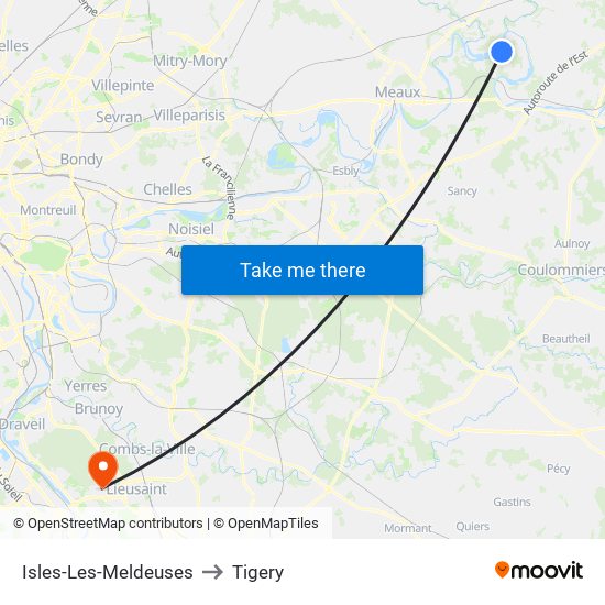 Isles-Les-Meldeuses to Tigery map