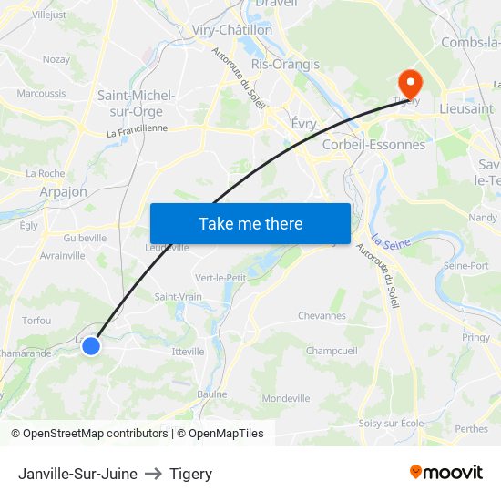 Janville-Sur-Juine to Tigery map