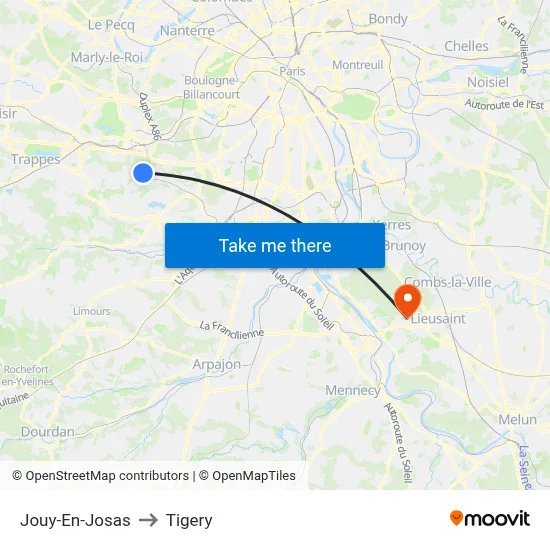 Jouy-En-Josas to Tigery map