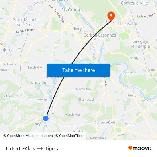 La Ferte-Alais to Tigery map