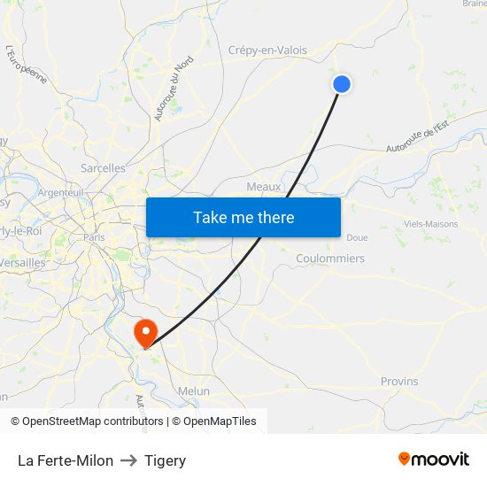 La Ferte-Milon to Tigery map