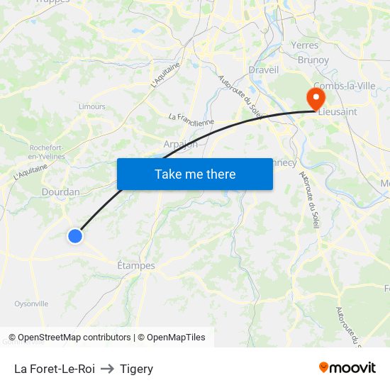 La Foret-Le-Roi to Tigery map