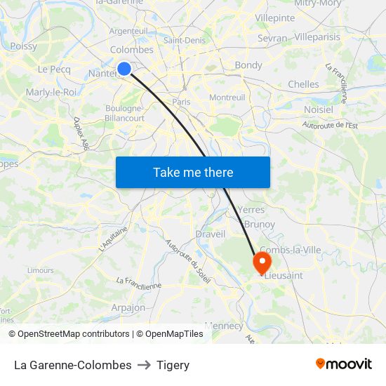 La Garenne-Colombes to Tigery map