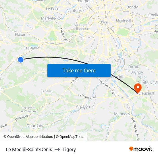 Le Mesnil-Saint-Denis to Tigery map