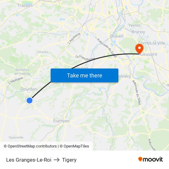 Les Granges-Le-Roi to Tigery map