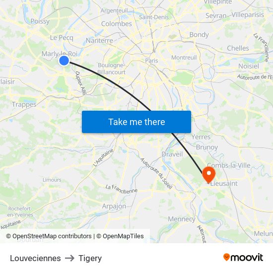 Louveciennes to Tigery map