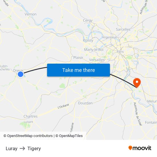 Luray to Tigery map