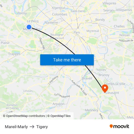 Mareil-Marly to Tigery map