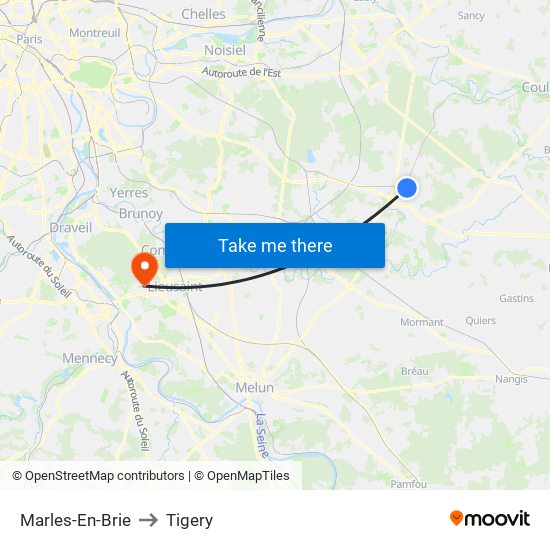 Marles-En-Brie to Tigery map