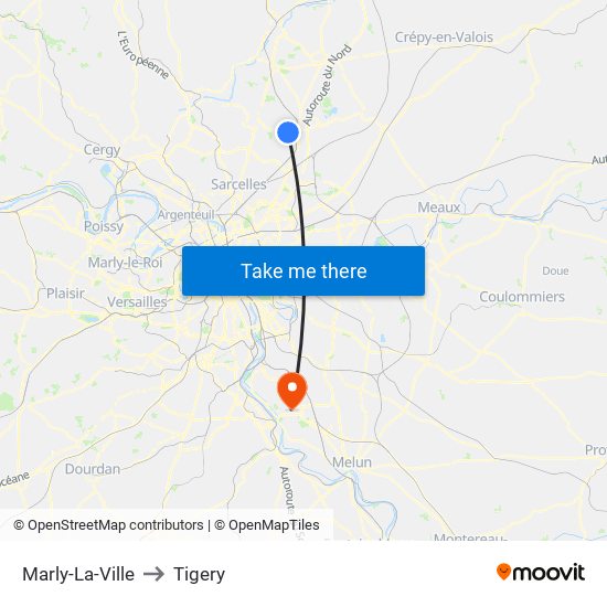 Marly-La-Ville to Tigery map
