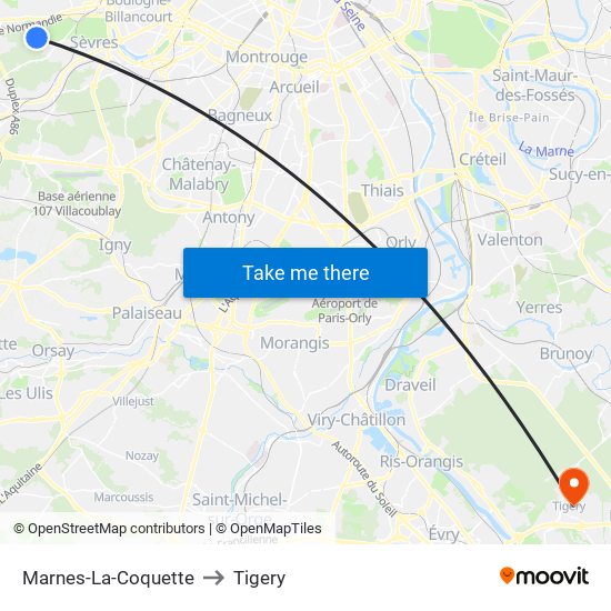 Marnes-La-Coquette to Tigery map