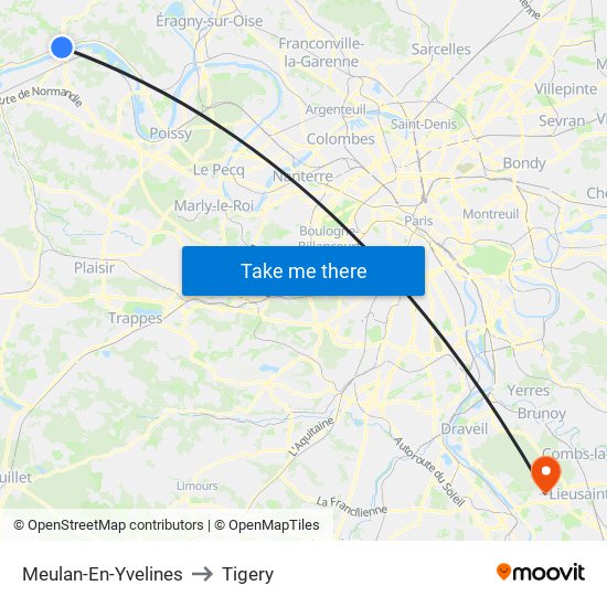 Meulan-En-Yvelines to Tigery map