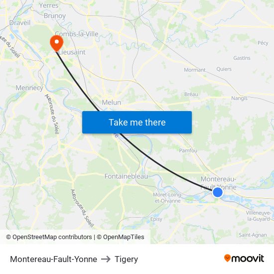 Montereau-Fault-Yonne to Tigery map