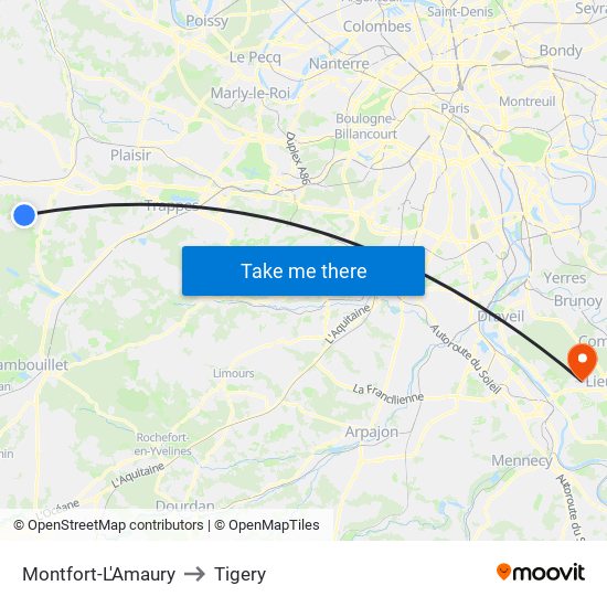 Montfort-L'Amaury to Tigery map