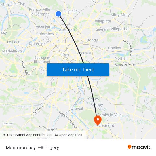 Montmorency to Tigery map