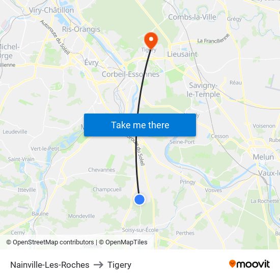 Nainville-Les-Roches to Tigery map