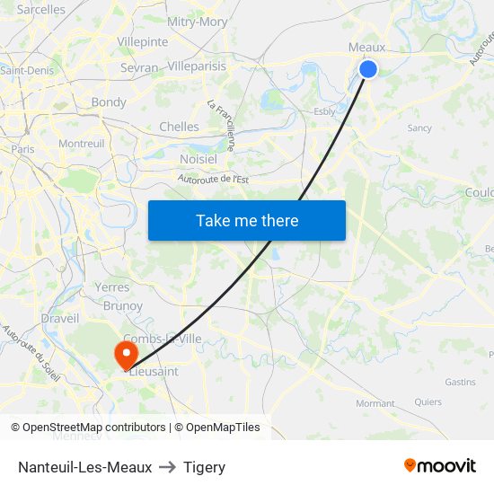 Nanteuil-Les-Meaux to Tigery map