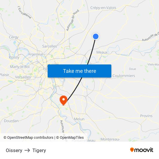 Oissery to Tigery map